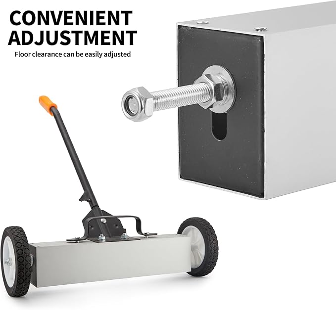 HARDK 18'' Heavy-Duty Rolling Magnetic Sweeper with Wheels, Telescoping Handle,Large Push-Type Magnet Pickup Sweeper with release - 35Lbs for Workshop, Yard, Lawn, Garage, Floor, Nails,Screws