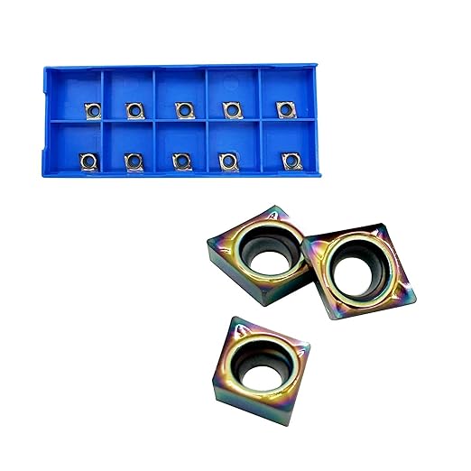 10pcs CCGT060204-AK CCGT21.51 R0.4 Inserts for Aluminum DLC Colorful Coating Carbide Turning Inserts Boring and Outer circlr for Aluminum Copper Plastic Cutting