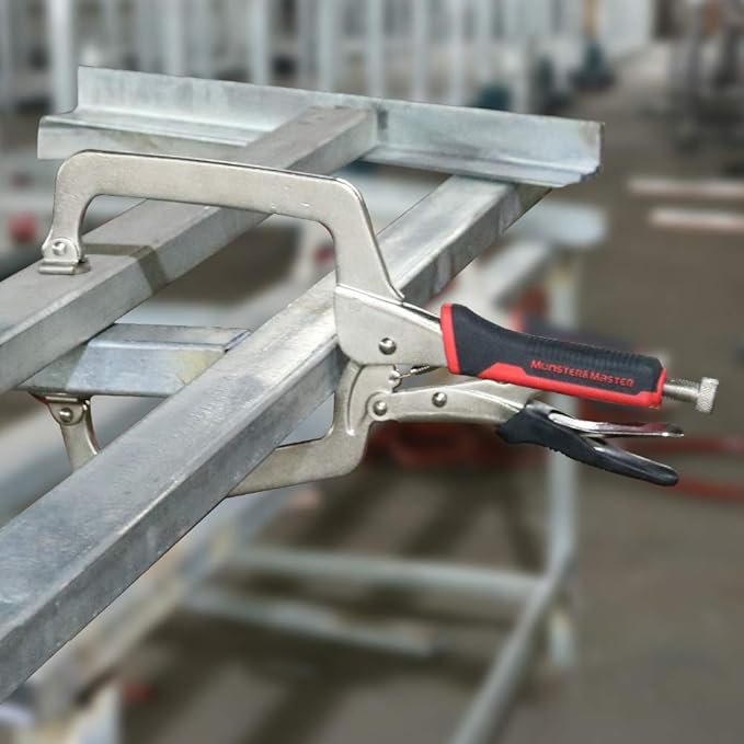 Monster & Master 15" C clamp Locking Pliers with Swivel Pads, Face Clamp for Woodworking, Welding and Pocket Hole Joinery, 2-Piece,