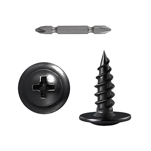 (400 Pcs)#8횞1/2" Black Truss Head Wood Screws Quick Metal Self Tapping Zinc Oxide