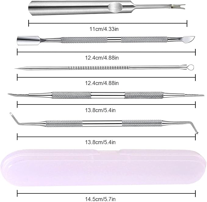 jindian Ingrown Toenail Pedicure Tool Kit Nail File and Nail Lifter Pusher Double-Sided Nail Manicure Kit Stainless Steel Nail Care, Tools Pain Relief (6PCS)