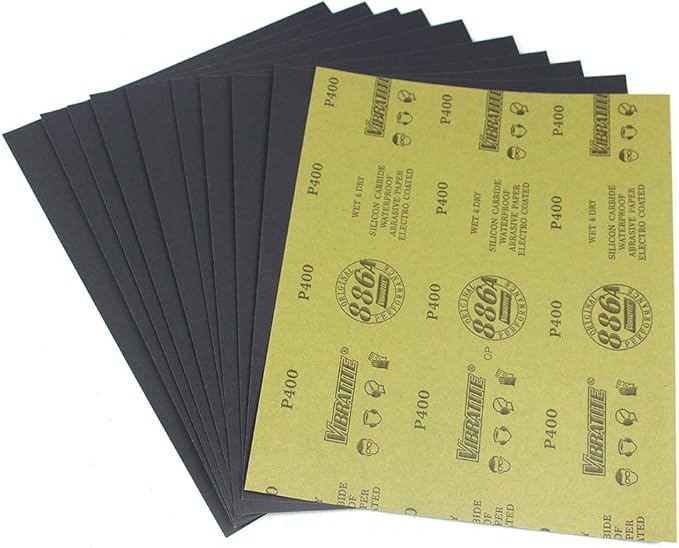 MAXAMN 400 Grit Sandpaper, Wet Dry Sandpaper Sheets 9 x 11 Inches, Silicon Carbide Abrasive Sand Paper for Wood Furniture Finishing, Metal Sanding, Automotive Polishing, DIY Projects, 10 Sheets