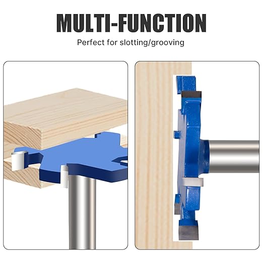 CNC Spoilboard Surfacing Router Bit, 1/2 Inch Shank Slab Flattening Router Bit, 6Wings Carbide Rabbet Slot Cutter for Woodworking, Wood Planing (2-9/16'' D, 5/16'' H)