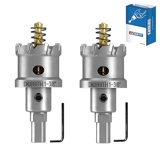 TCT Hole Saw Set, 2-Pack of 1-3/8" (35mm) Heavy Duty Tungsten Carbide Tipped Hole Cutters for Stainless Steel Mild Steel Copper Iron Brass Plastic and More, with Titanium-Plated Pilot Drill Bits