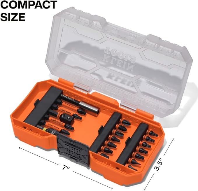 Klein Tools 33801B 21-Piece Impact Driver Bit Set, Impact-Rated Alloy Steel, Precision Machined, MODbox Compatible Storage Case, Professional Tool Kit