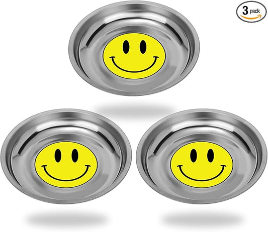 Magnetic Parts Tray 3 Pack, 6" Round Magnetic Parts Bowl, Stainless Steel,for Screw Socket Pin Tools Nuts Bolts Ferruginous Metal Accessories