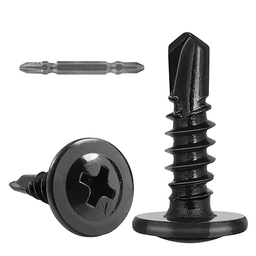 140Pcs #10 x 3/4" Self Drilling Screws for Metal,410 Stainless Steel Black Zinc Plated,Self Tapping Sheet Metal TEK Screws,Modified Truss Head