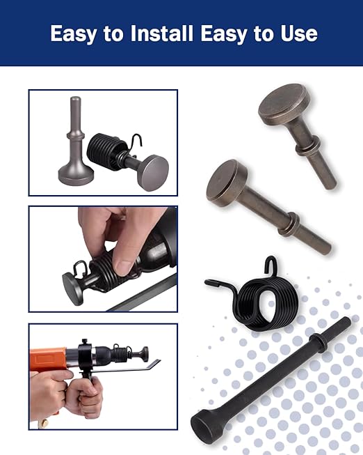 4 PCS Smoothing Air Hammer Bits Set, Smoothing Pneumatic Air Hammer, Extended Length Pneumatic Hammer Bit with Spring, Pneumatic Chisel Bits Tools Kit for Home Improvement