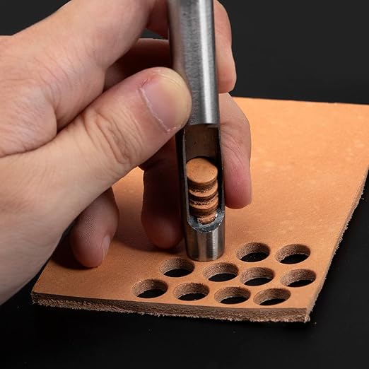 WUTA 15Pcs Hollow Punch Leather Hole Cutter Round Punch Tool Set, Leathercraft Working Kit for Watch Band, Fabric, Plastics, Gasket Belt (0.5+1+1.5+2+2.5+3+3.5+4+4.5+5+6+8+10+12mm+15mm)