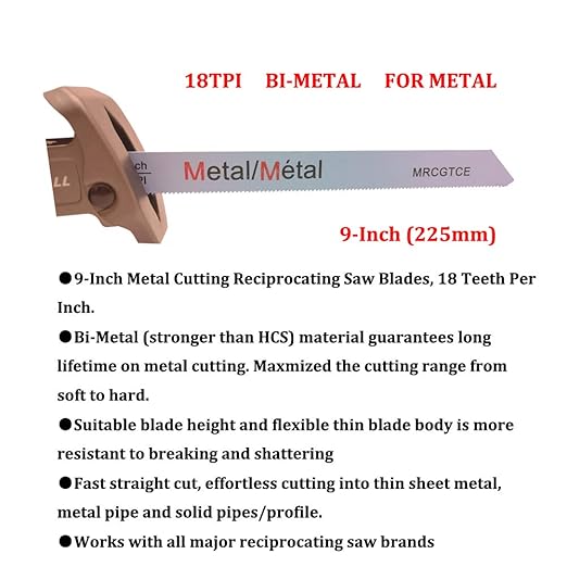10-Piece 9” 18-TPI Metal Cutting Reciprocating Saw Blades