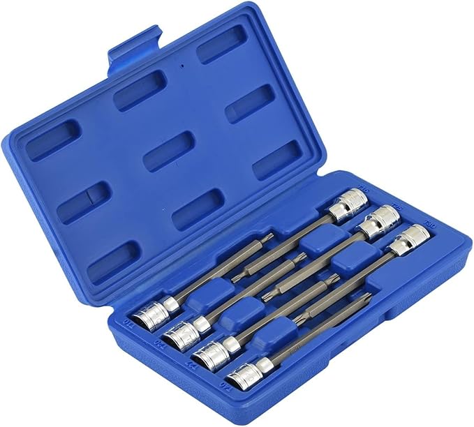 NEIKO 10080A 3/8??Drive Extra Long Torx Star Bit Socket Set | 7 Piece | T10 to T40 | 4-3/8??Length
