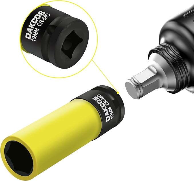 19mm Impact Lug Nut Socket, 1/2 inch Drive, With Protective Sleeves,CR-MO