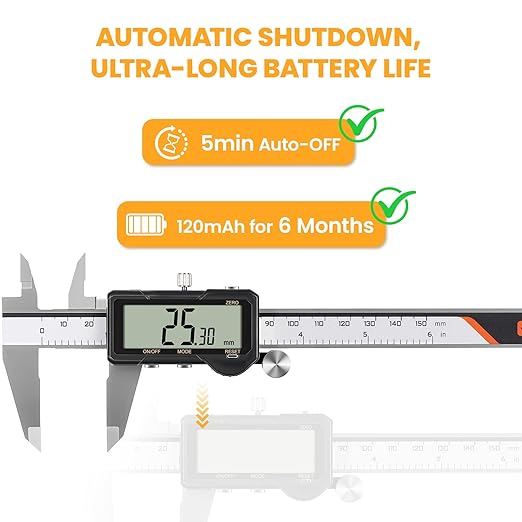 HARDELL Digital Caliper, Rechargeable Digital Caliper 6 inch with Reset Setting, Caliper Measuring Tool with MM/in/F Conversion, Auto Off, Micrometer with Large Screen for Jeweler/Woodworking/DIY