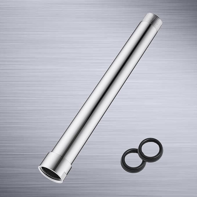 8 Inches Shower Head Extension Arm, Shower Arm Extender for Rain and Handheld Shower Head, Solid Stainless Steel Straight Bathroom Extension Arm,Female to Male NPT 1/2 Inch, (Polished Chrome)