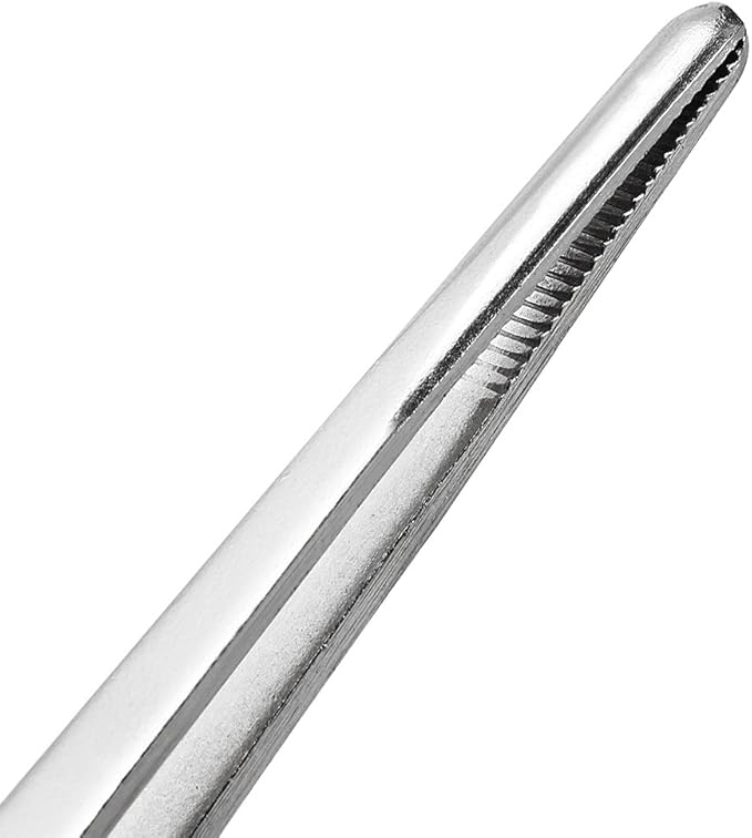 uxcell 1 Pcs 10-Inch Stainless Steel Straight Blunt Tweezers Serrated Tip Daily Garden Tool