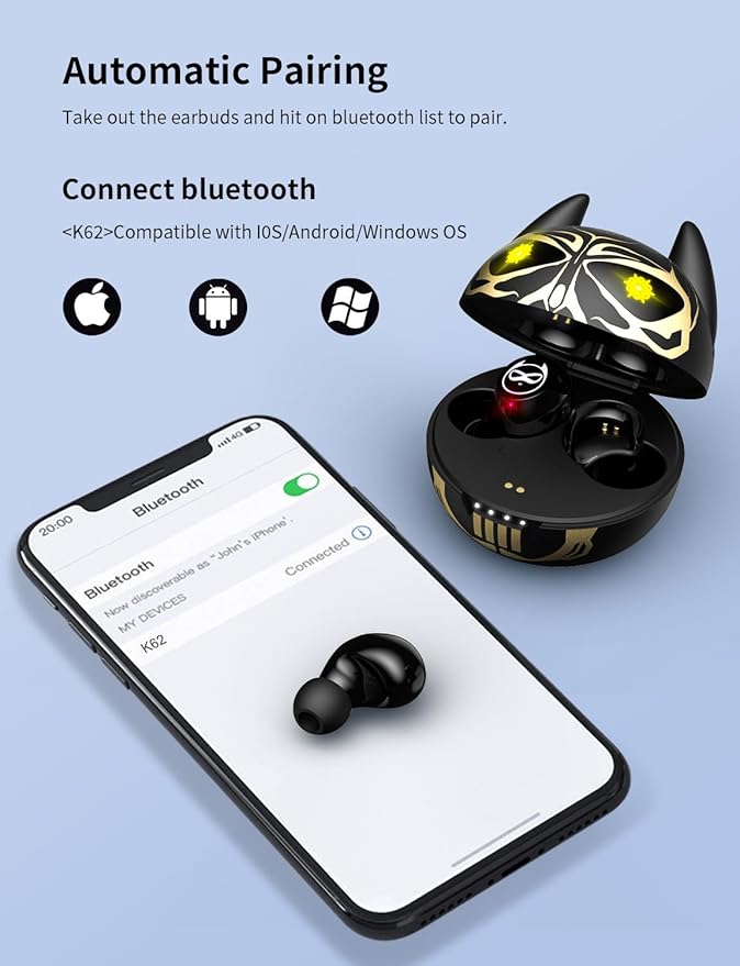King Tiger Wireless Bluetooth Earphones, Touch Control, Hi Fi Stereo bass, Suitable for Drivers, Offices, Fitness and Entertainment.