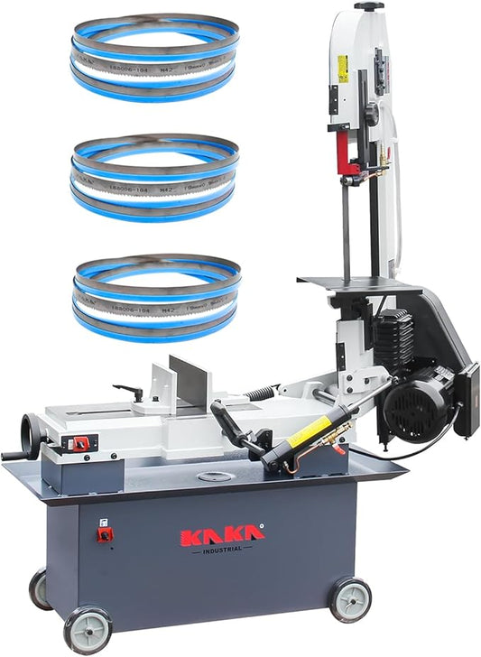KAKA INDUSTRIAL Metal Band Saw,7x12 Inch(178x305mm) Rectangular Cutting Capacity,1.5HP Dual Voltage 115V/230V,Includes 3 Blades,Metal Horizontal Band Saw Hydraulic Feed, Steel Aluminum Alloy Bars