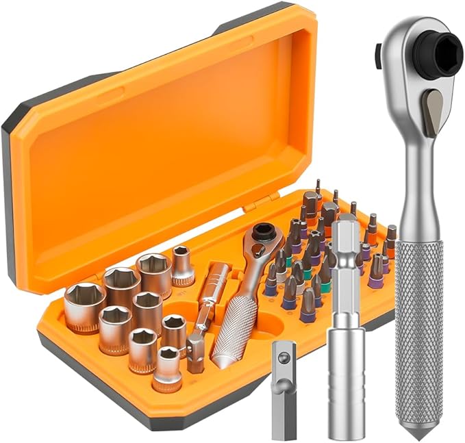 42 in 1 Magnetic Screwdriver, Screwdriver Set, Multi Bit Ratcheting Screwdriver Set with Storage Case Repair Tool Kit for Computer, Eyeglass, Bicycles, Watch, Ring Doorbell, Furniture and DIY