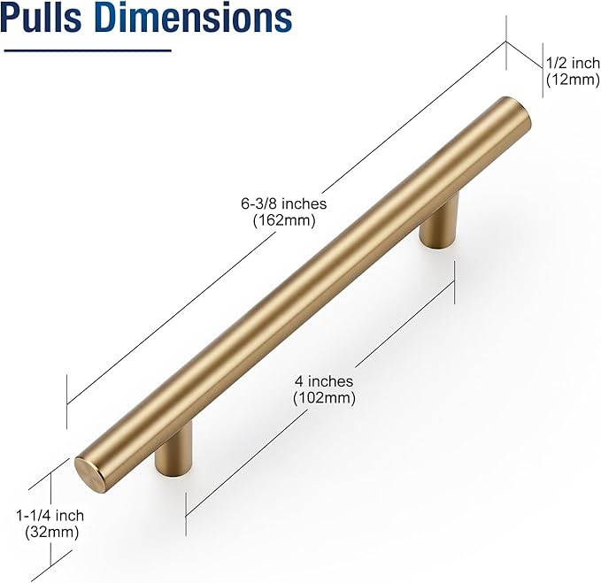 JOY DECOR 25 Pack Champagne Bronze Cabinet Pulls ??6-3/8 Inch Length, 4 Inch (102mm) Hole Center ??Stainless Steel Kitchen Cabinet Handles for Drawer and Cupboard