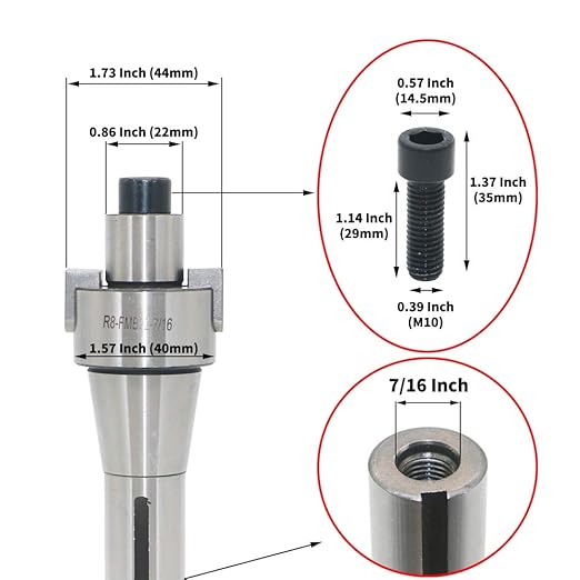 3.15 Inch Face Milling Cutter Aluminum KM12 80MM CNC End Milling Cutter Holder + R8-FMB22 Shank Face Shell Mill Arbor + 5pcs SEHT1204 Carbide Inserts + 8mm Hexagon Wrench + T20 Wrench CNC Machine Tool