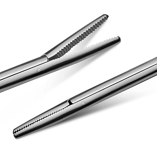 Precise ENT Procedures with Alligator Ear Forceps - Curved Jaw Design, Non-Slip Grip Handle, Fine-Tip, Reusable and Easy to Clean - 8 Inches