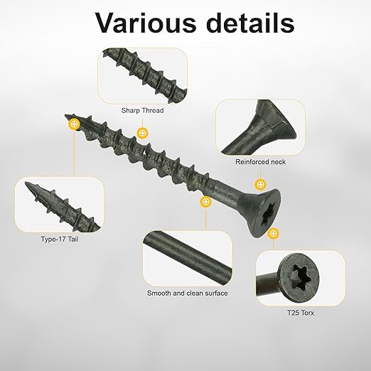Deck Screws #8 x 1-5/8?쇺? T25 Star Torx Drive Flat Head Wood Screws, Green, 5lb