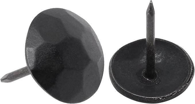 YuGtcen 100pcs Upholstery Tacks, Decorative Nails Thumb Tacks Metal Upholstery Nails for Wood Upholstery Pins Vintage Furniture Tacks (15x20mm, Matte Black)