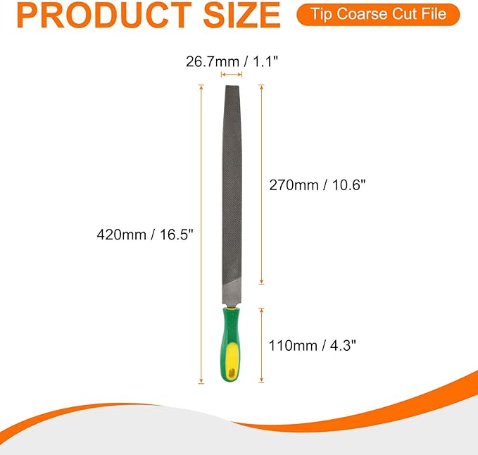 HARFINGTON Tip Coarse Cut File 12" Double Cut Teeth High Carbon Steel Hand Rasp File with Plastic Handle for Metal Wood Deburring Removing