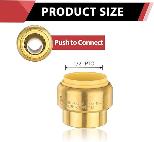 (Pack of 5) EFIELD 1/2 Inch Plug End Cap Push-Fit Fitting to Connect Pex, Copper, CPVC with a Disconnect Clip,(PF143-5PCS)