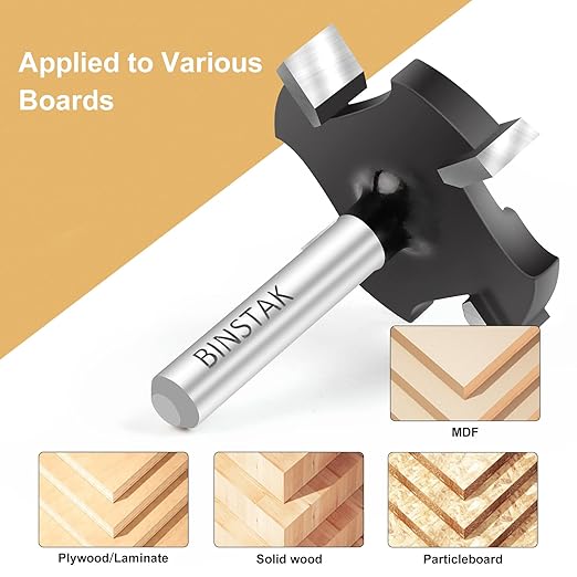 CNC Spoilboard Surfacing Router Bit 1/4 Inch Shank, Extra Large 1-1/2 Inch Cutting Diameter, Slab Flattening Router Bit Planing Bit Wood Planing Bit Dado Planer Bit(Carbide-4 Wings)