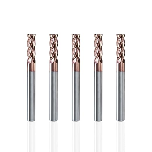 NZ 4 Flute 1/4" Square End Mill Set with TiSiN Coating, Milling Cutter HRC55 for Machining Hardened Steel, Stainless Steel, Titanium Alloy, Alloy Steel, Cast Iron