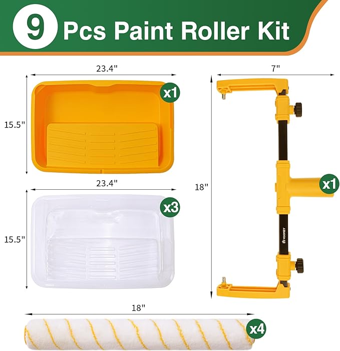 Voomey 18" Paint Roller kit竊? Piece 18 inch Paint Roller竊?8 Paint Roller Tray with Liner,Microfiber Paint Roller,Paint kit for House Painting