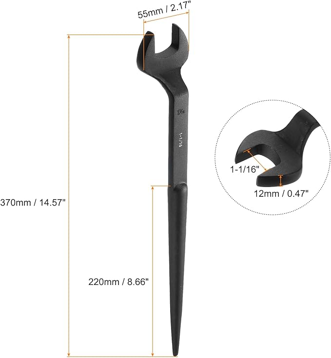 HARFINGTON Single Open End Spanner Wrench 1-1/16-inch 15 Degree Angle Single Open End SAE Construction Spanner Wrenches with 60째Offset Handle for Automotive Mechanical Maintenance