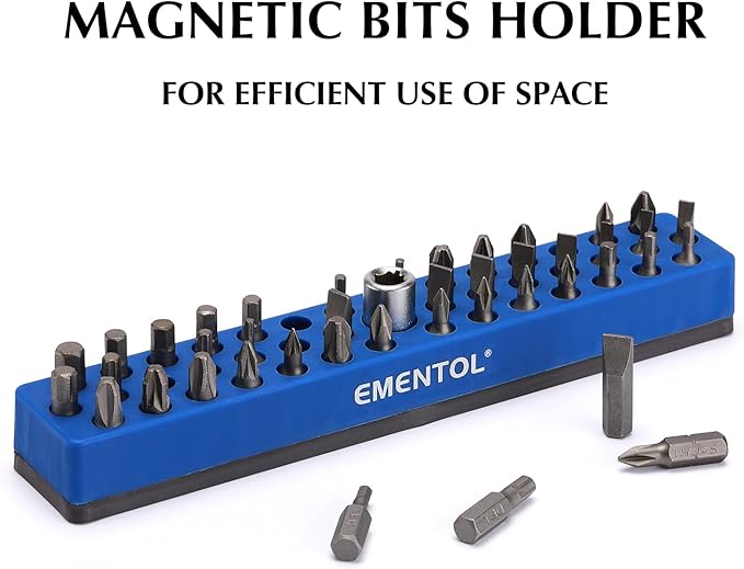 EMENTOL 2PCS 1/4" Magnetic Bits Holder Set - Red and Blue, 86PCS Hole, Bit Organizer with Strong Magnetic, Magnetic Bits Organizer, 2 Pieces