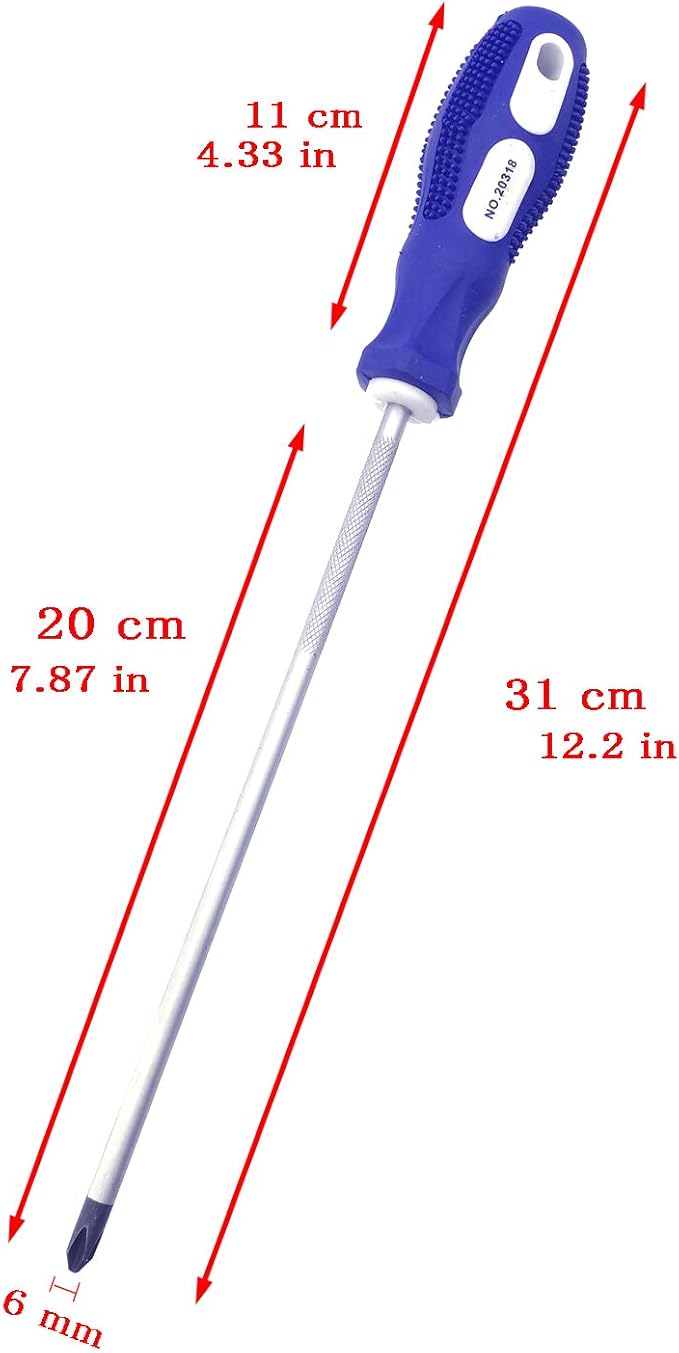 Slotted and Phillips Screwdriver, 8" Long Cross-head & Flat Blade 竊늁H2竊? 2 Packs Magnetic Screwdriver with Rubber Handle (8 inch)