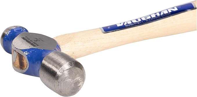 VAUGHAN Ball Pein Hammer, 8 oz, Hickory handle, American high carbon steel, TC308, VN15330