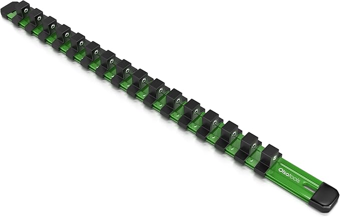 Olsa Tools 1/2-Inch Drive Aluminum Socket Organizer | Premium Quality Socket Holder (GREEN)