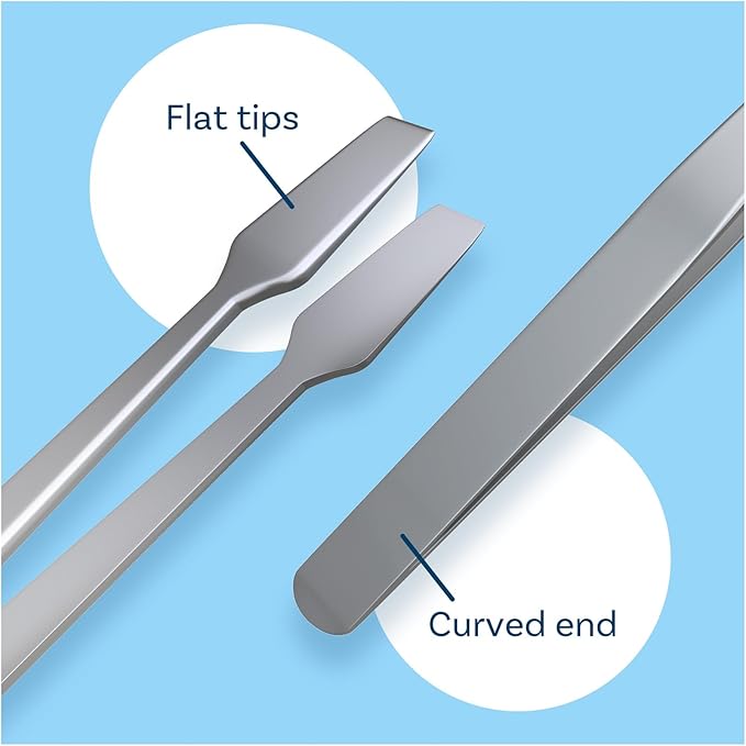 MMOBIEL 2 Pcs Stainless Steel Stamp Tweezers Tongs Flat Wide Tip Precision Philately Tweezers for Stamps, Documents, Photo Development, etc.