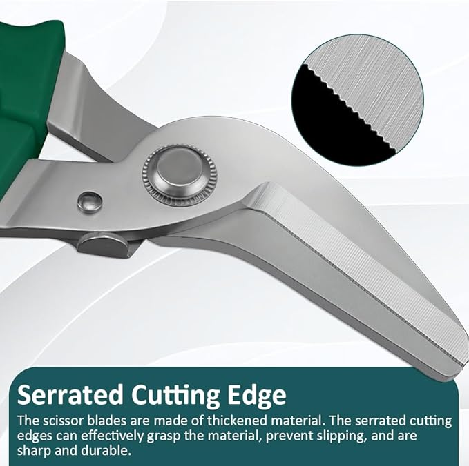 Industrial Heavy Duty Utility Scissors, All Purpose Stainless Steel Scissor, Curve-Blade, Comfort Grips, Multi-function Shears for Cutting Leather, Wire, Cardboard, Thin Iron (Curved Blades)