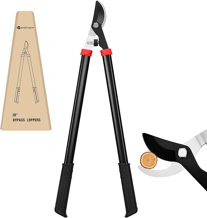 Yesker 28" Loppers for Tree Trimming Heavy Duty Tree Trimmer Sharp Steel Blade Bypass Loppers Branch Cutter up to 1.5 Inch Dia Cut Capacity Shock-Absorbing Bumper Handle Ideal for Garden Maintenance