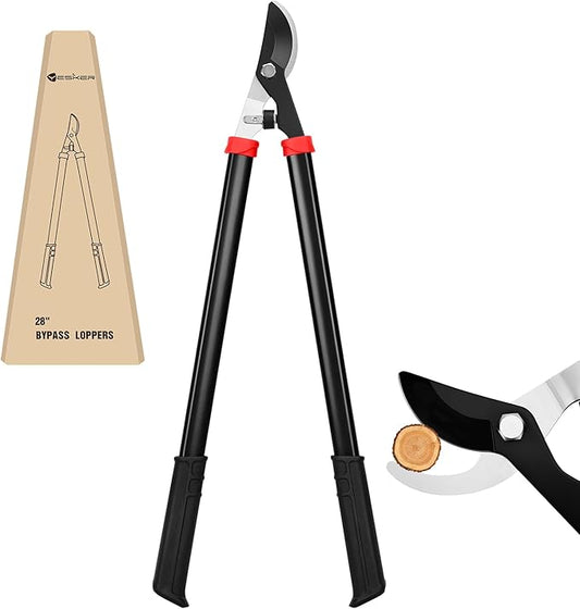 Yesker 28" Loppers for Tree Trimming Heavy Duty Tree Trimmer Sharp Steel Blade Bypass Loppers Branch Cutter up to 1.5 Inch Dia Cut Capacity Shock-Absorbing Bumper Handle Ideal for Garden Maintenance