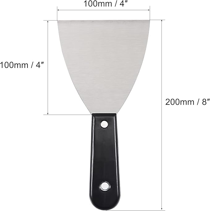uxcell Putty Scraper 4" Spatula Drywall Repair Spreader Stainless Steel Blade Black Handle 4Pcs