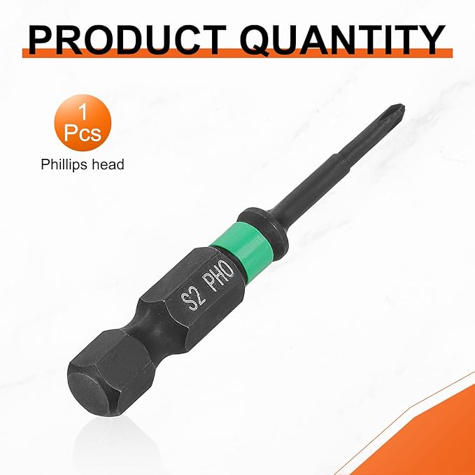 HARFINGTON #0 Impact Phillips Screwdriver Bit PH0 1/4" Hex Shank 2" (50mm) Length 0.1" Rod Magnetic Cross Head Drill Bits S2 Steel Industrial Screw Drivers for Impact Power Tools
