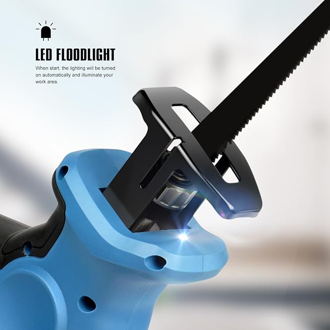 Reciprocating Saw, 20V Cordless Reciprocating Saw with 4.0Ah Battery, Tool-Free Blade Change, 3Pcs Blades for Wood, Soft Metal, PVC Pipe Cutting