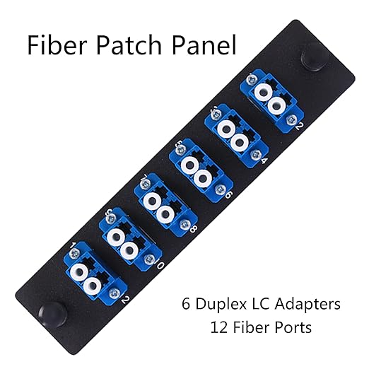 VFLTOOL 6 Duplex LC Adapters LGX Footprint Fiber Patch Panel Loaded 12 Fiber Ports Couplers Enclosure - LC UPC Blue Compatible with SingleMode Multimode|1.25G/10GB OS1-2/OM1-3