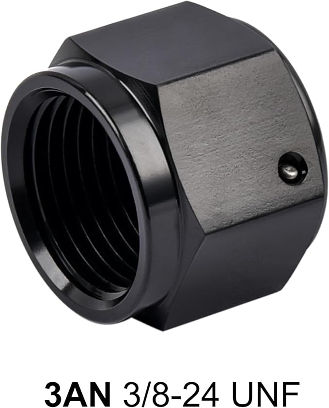 EVIL ENERGY 3AN Flare Cap Block off Fitting Plug Black 2PCS