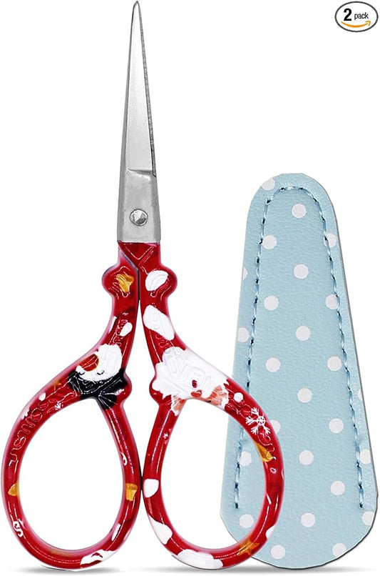 Craft Scissors 3.6 Inch Small Scissors with Leather Cover Sharp Pointed Tip Scissor Stainless Steel Precision Detail Scissor for Crafting Sewing Office Home