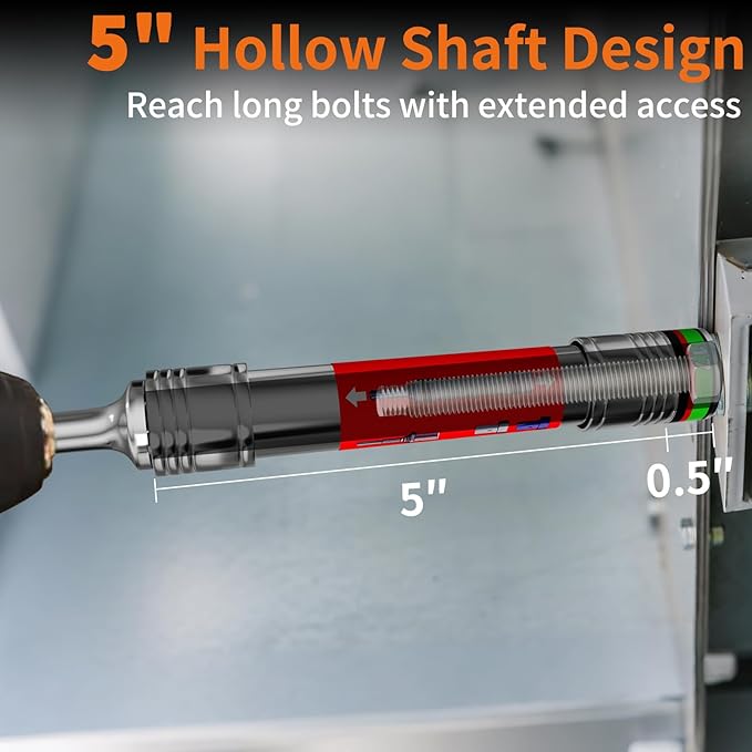 ENERTWIST 19Pcs Metric Hollow Nut Driver Set, 5-Inch Extended Reach Hollow Shaft for Long Bolts, 3-in-1 Adapters for Impact Drill/Wrench/Hammer, 7 Nut Drivers & 8 Screwdriver Bits