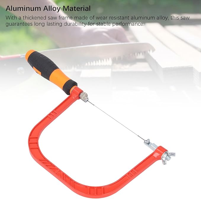 Tyenaza Coping Saw, 6 Inch U Shape Multifunctional Aluminium Alloy Small Carving Saw with 5 Blades for Woodworking