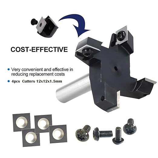 CNC Spoilboard Surfacing Router Bit 1/2 Shank, Exra Large 2-1/2" Cutting Dia 4-Wing, Insert Slab Flattening Router Bit, Wood Planer Planing Bit for Flycutter/ Slab Leveler/ Rabbeting by SICWOOD